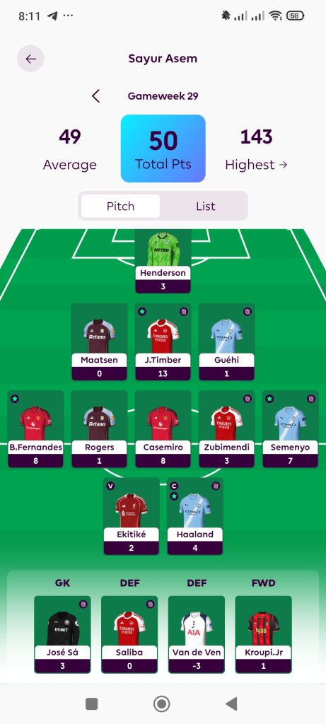 Formasi FPL Matchday 30